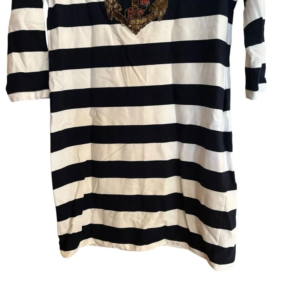 Boston Proper T Shirt Dress Womens Medium Nautical Stripe Stretch Short Sleeves - Image 4