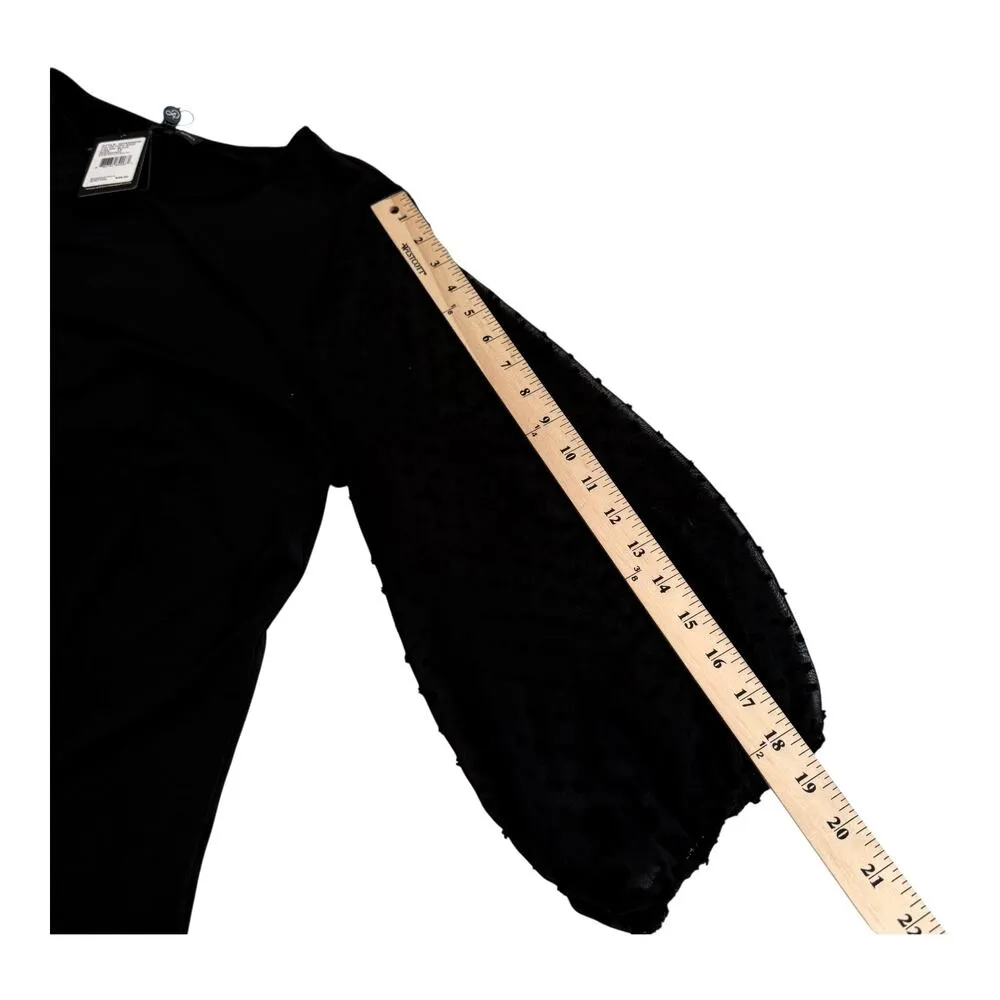 NEW Adrianna Papell BLACK BLOUSE Lace 3/4 Sleeves Women's 1X Stretch Top Shirt - Image 9