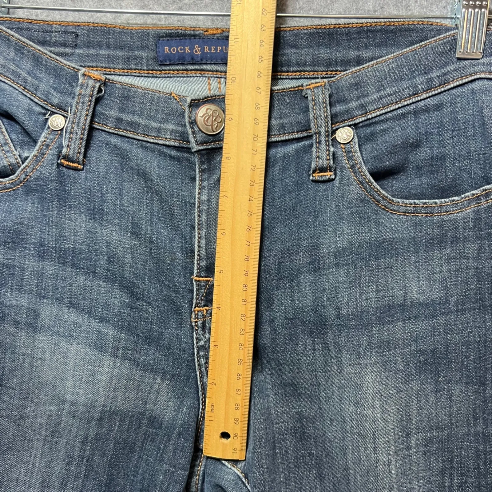 Rock & Republic Kasandra Bootcut Jeans Embellished Pockets Dark Wash Size‎ 12 - Image 5