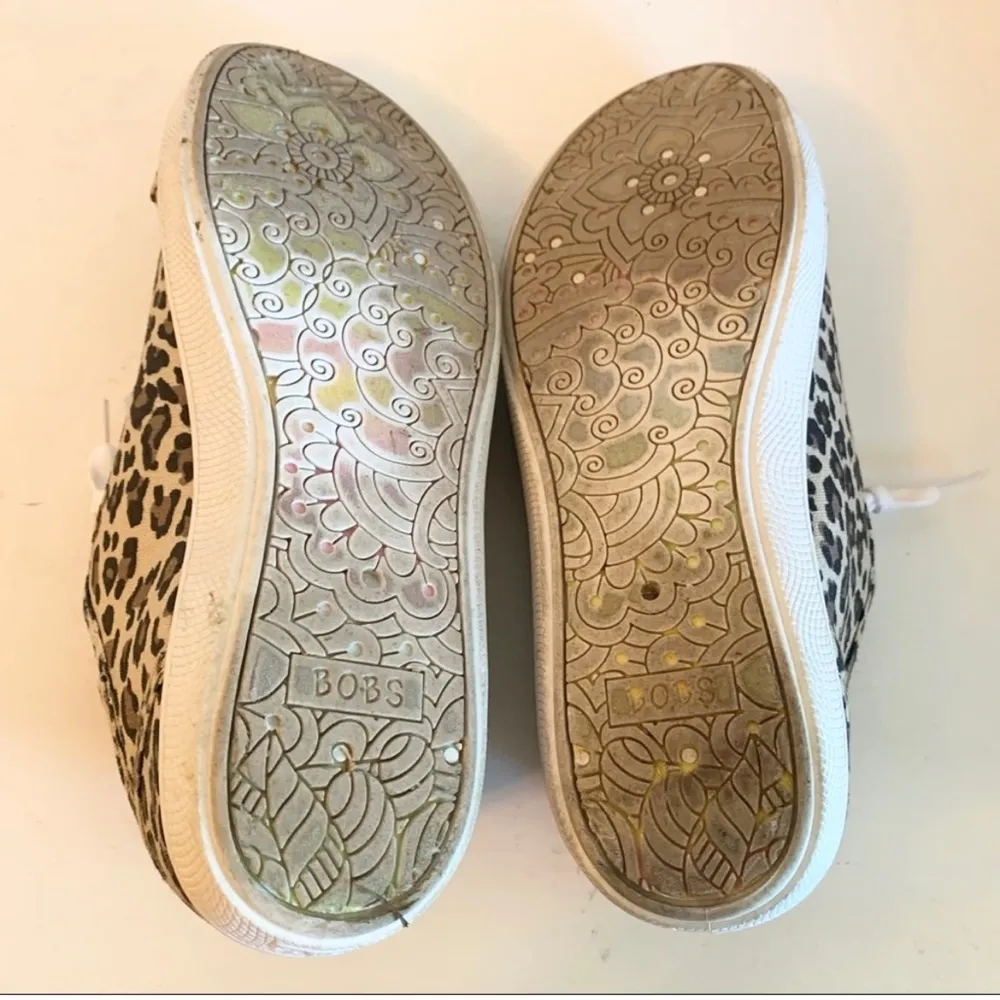 SKECHERS // BOBS Women’s Memory Foam Leopard Animal Print Lace Up Sneakers 6.5 - Image 5