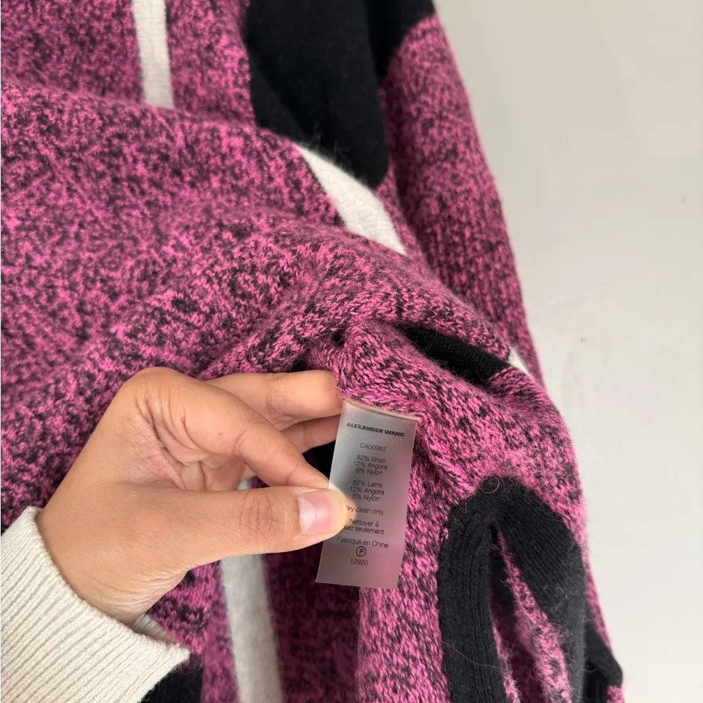 T Alexander Wang Wool Angora Fur Blend Pink Oversized Chunky Sweater - Image 5