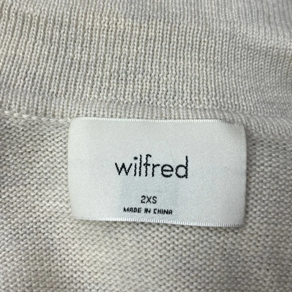 Aritzia Wilfred NWOT Cream White Knit Deep V Wool Collar Midi Sweater Dress 2XS - Image 11