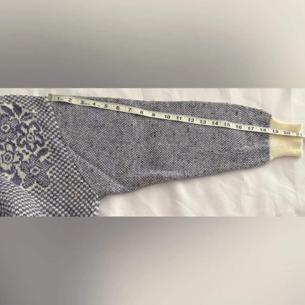 Vintage Halston III Wool Jumper Sweater Purple Wool Blend Front Tie L Italy Blue Size L - Image 10