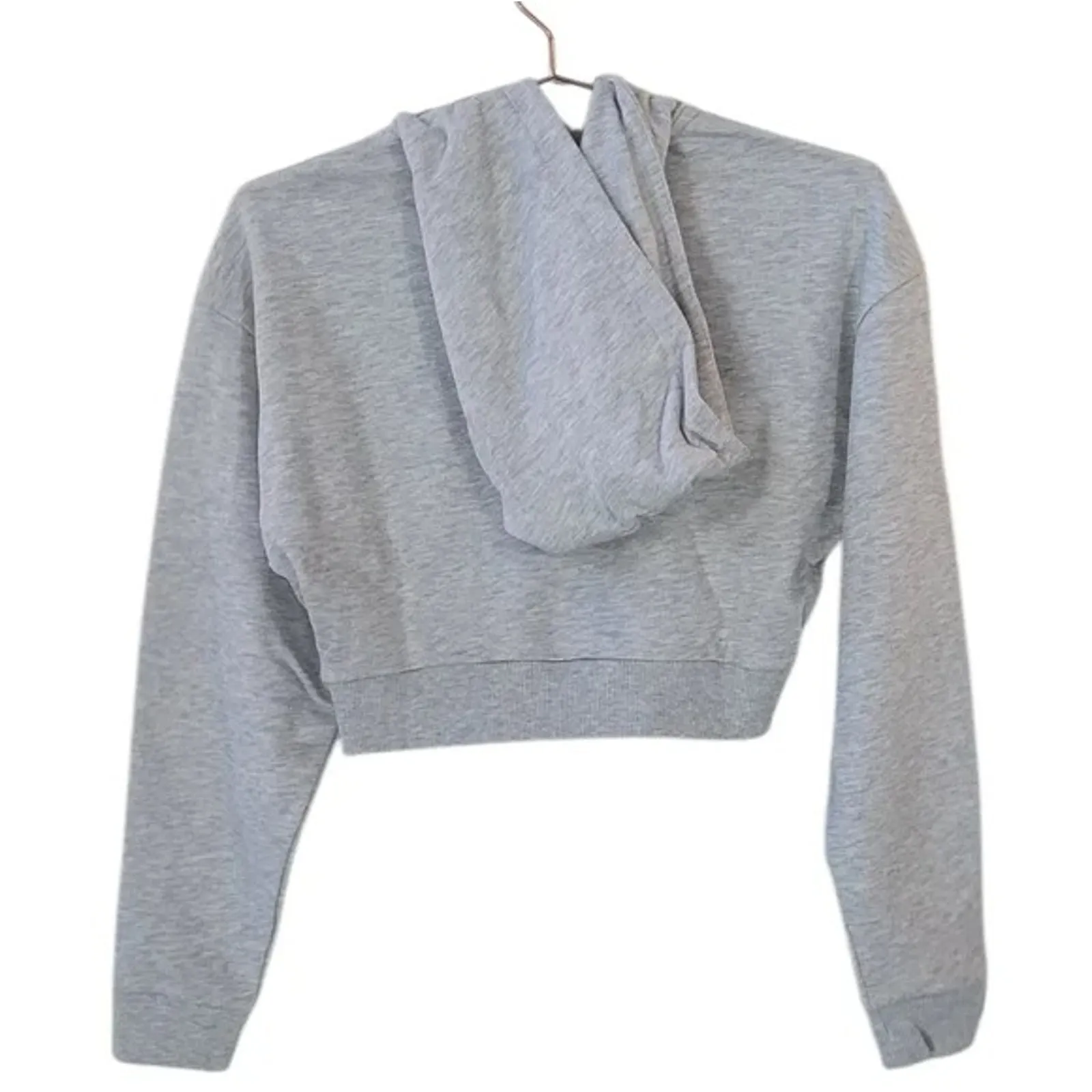 NWT WeWoreWhat Cropped Half Zip Fleece Cotton Hoodie Long Sleeve XS Heather Grey - Image 6