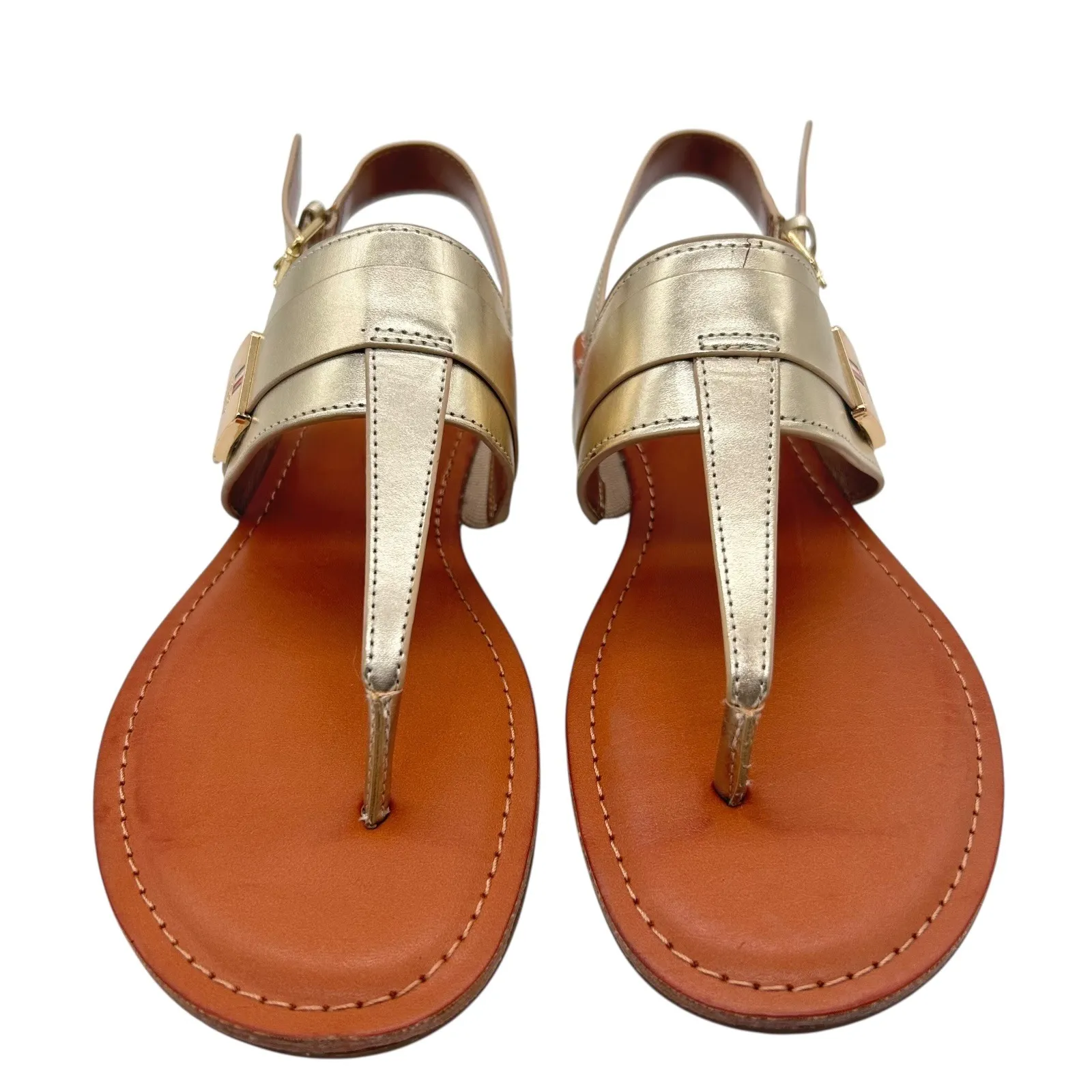 Tommy Hilfiger Thong Sandals Womens 10M Gold Buckle Detail‎ Summer Shoes - Image 4