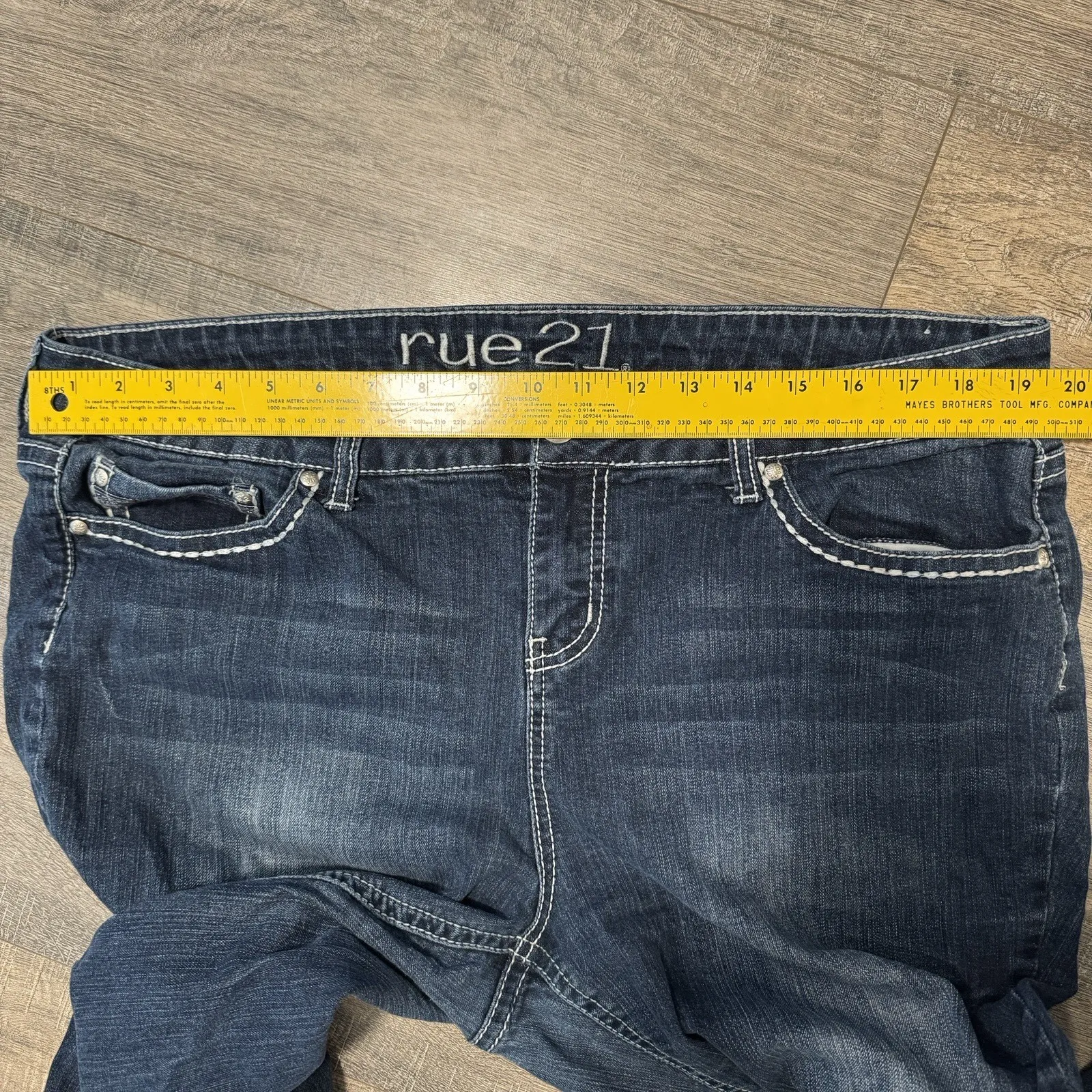 Rue 21 Denim Plus‎ High Waisted Crop Jeans Embellished Pockets Rock Size 16 - Image 8