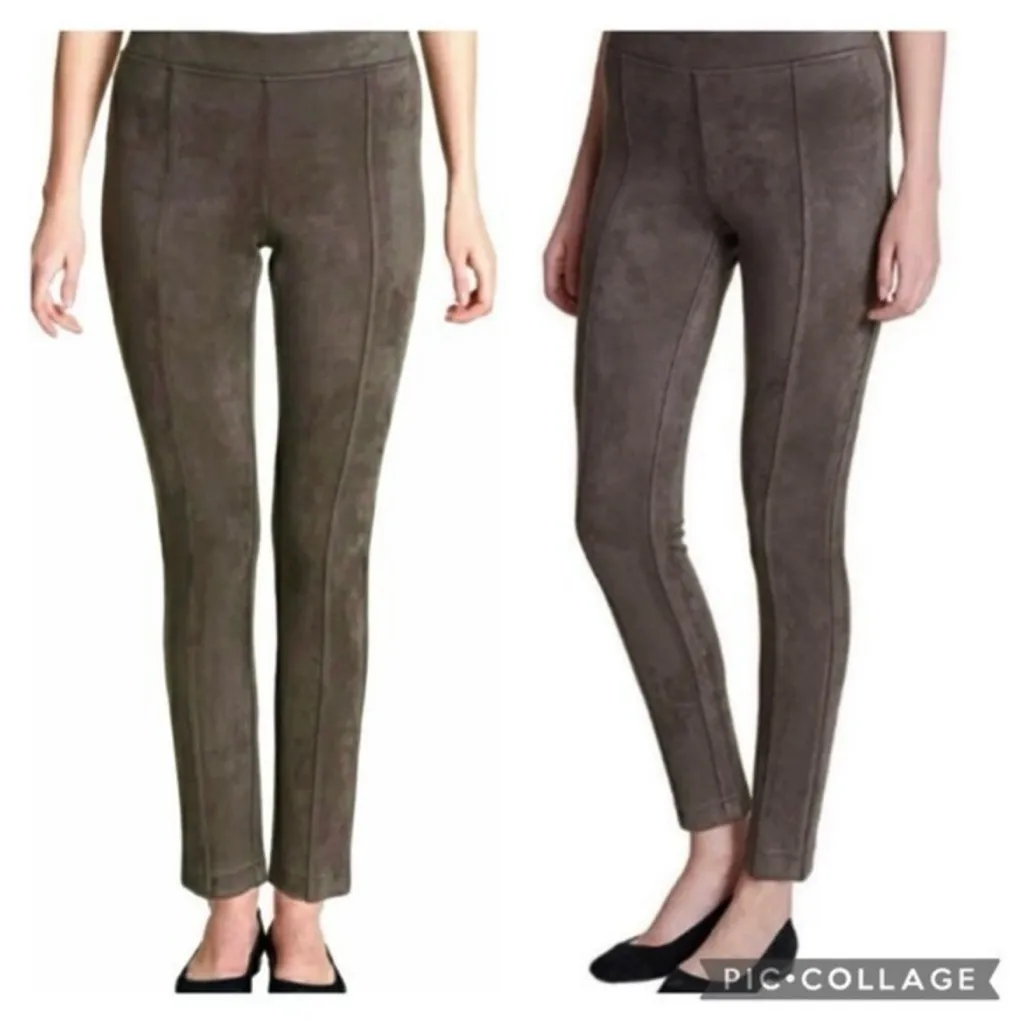 Andrew Marc Pants Skinny Faux Suede Microfiber Ankle Taupe Brown XL Casual Chic - Image 2
