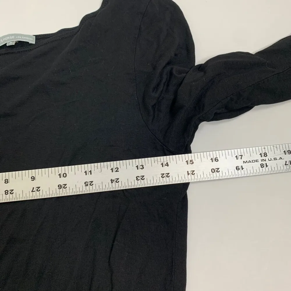 James Perse Black Long Sleeve Tencel Dress Size 2 Made In USA Drop Waist - Image 6