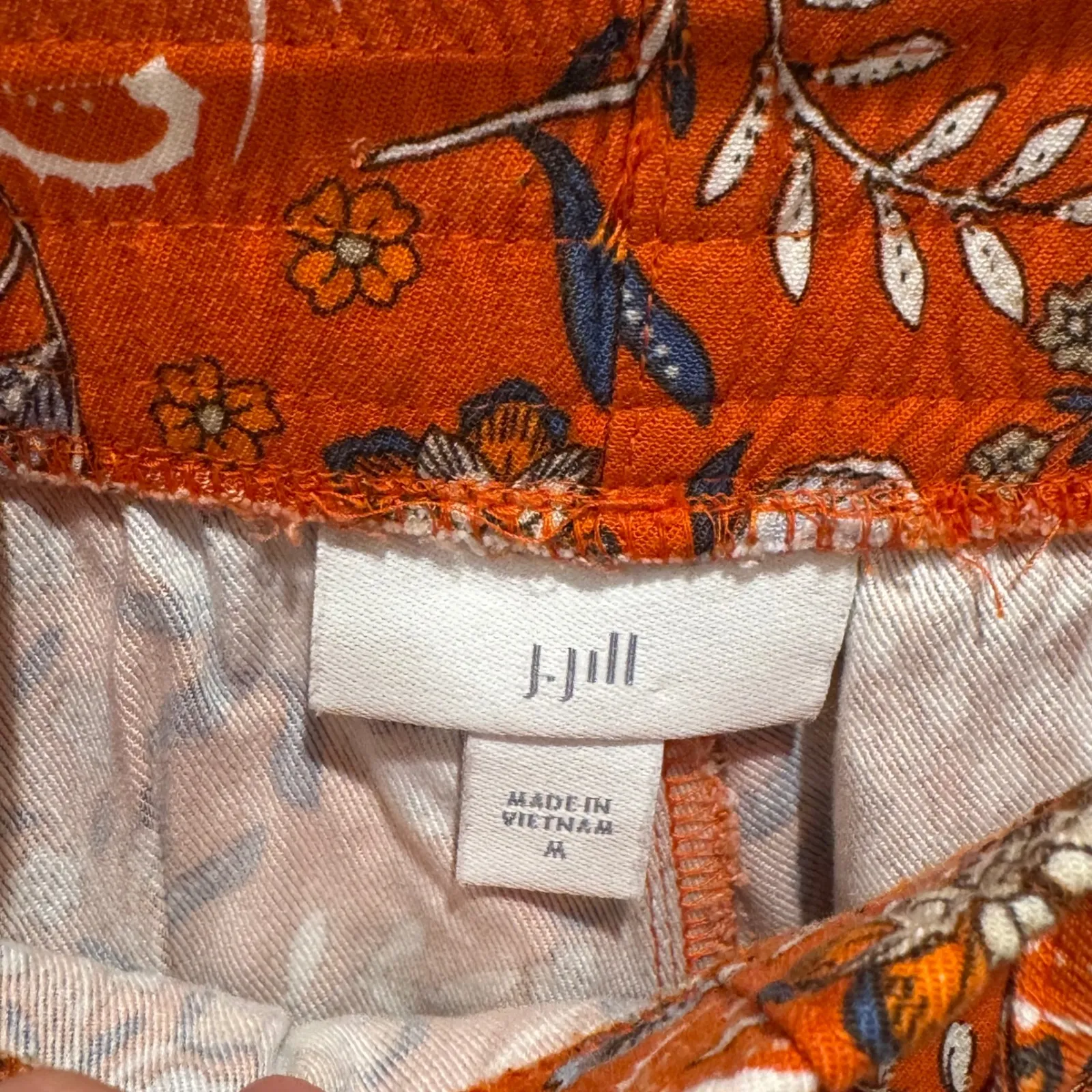 J.Jill Floral Paisley‎ Print Boho Shorts Orange Womens Medium Tassel Drawstring - Image 7