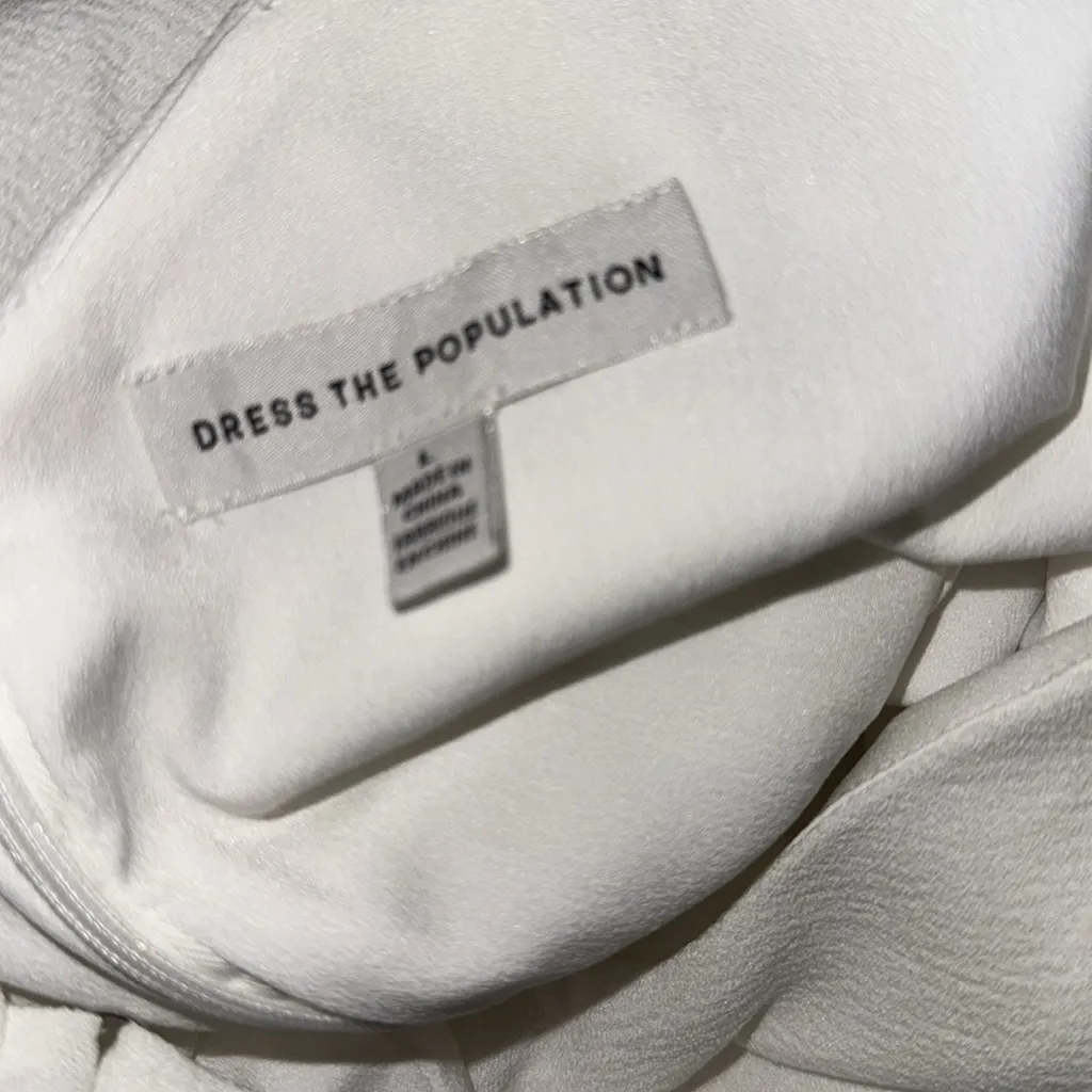 NWOT Dress the population Alondra Blouson Sheath Dress in white sz L - Image 5