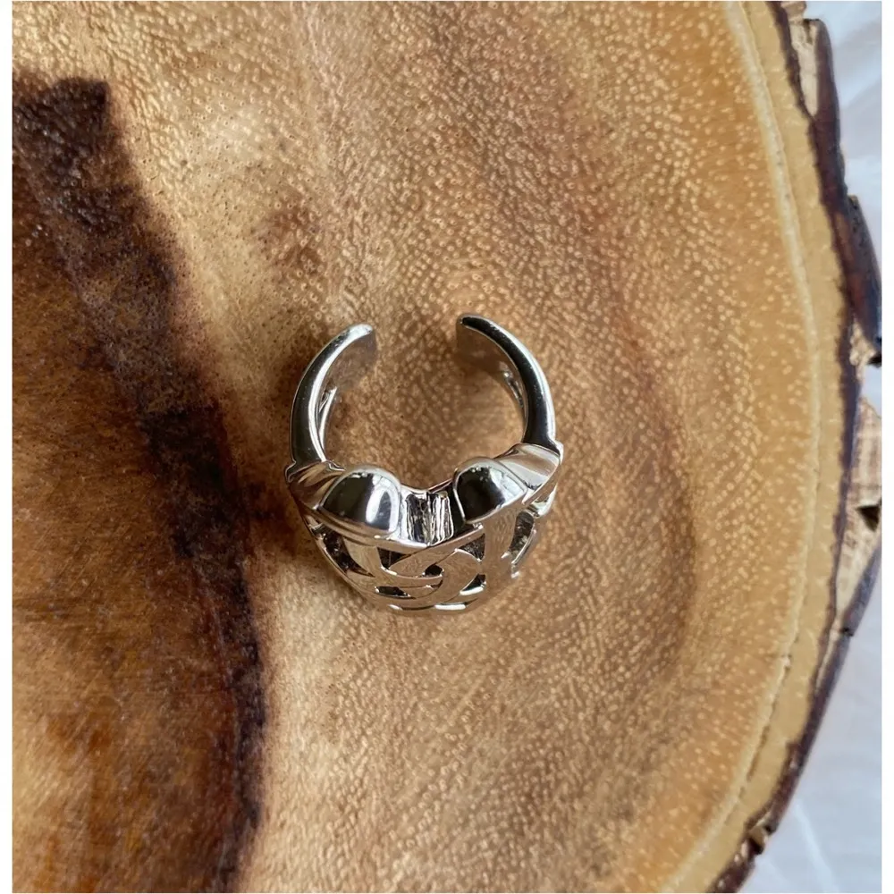 NWT Roberto Cavalli Silver Interlocking Logo Ring - Image 5