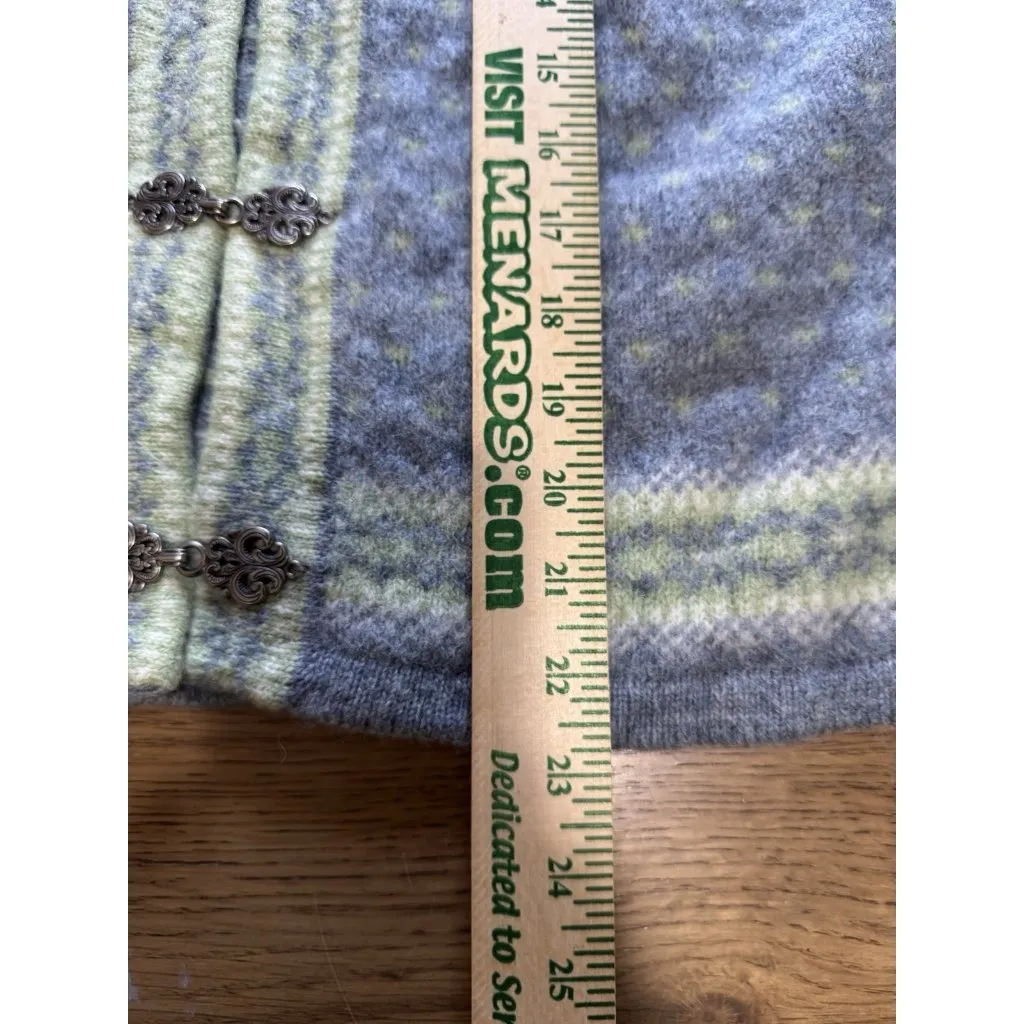 Susan Bristol Cardigan Sweater Women Medium Nordic Wool Metal Clasps Winter City - Image 4