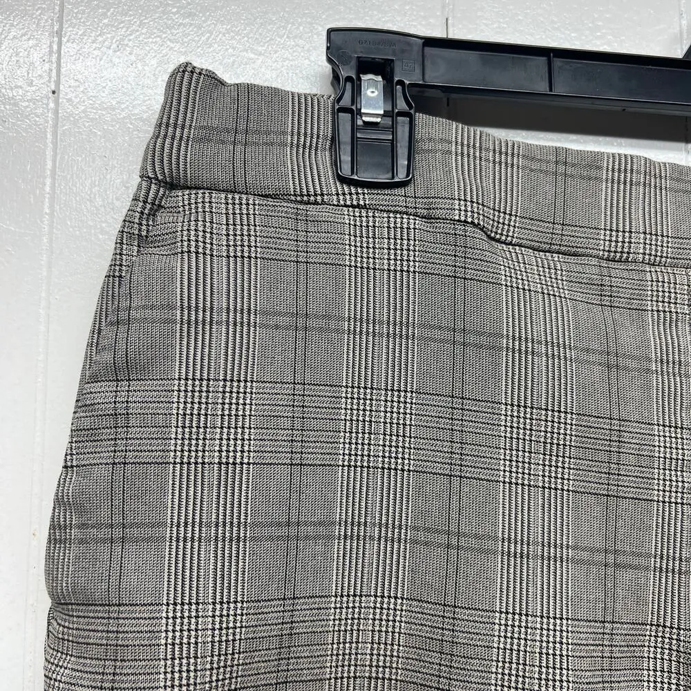Hilary Radley Pull On High Rise Plaid Women's Gray Pants Size XL Side Pockets - Image 5