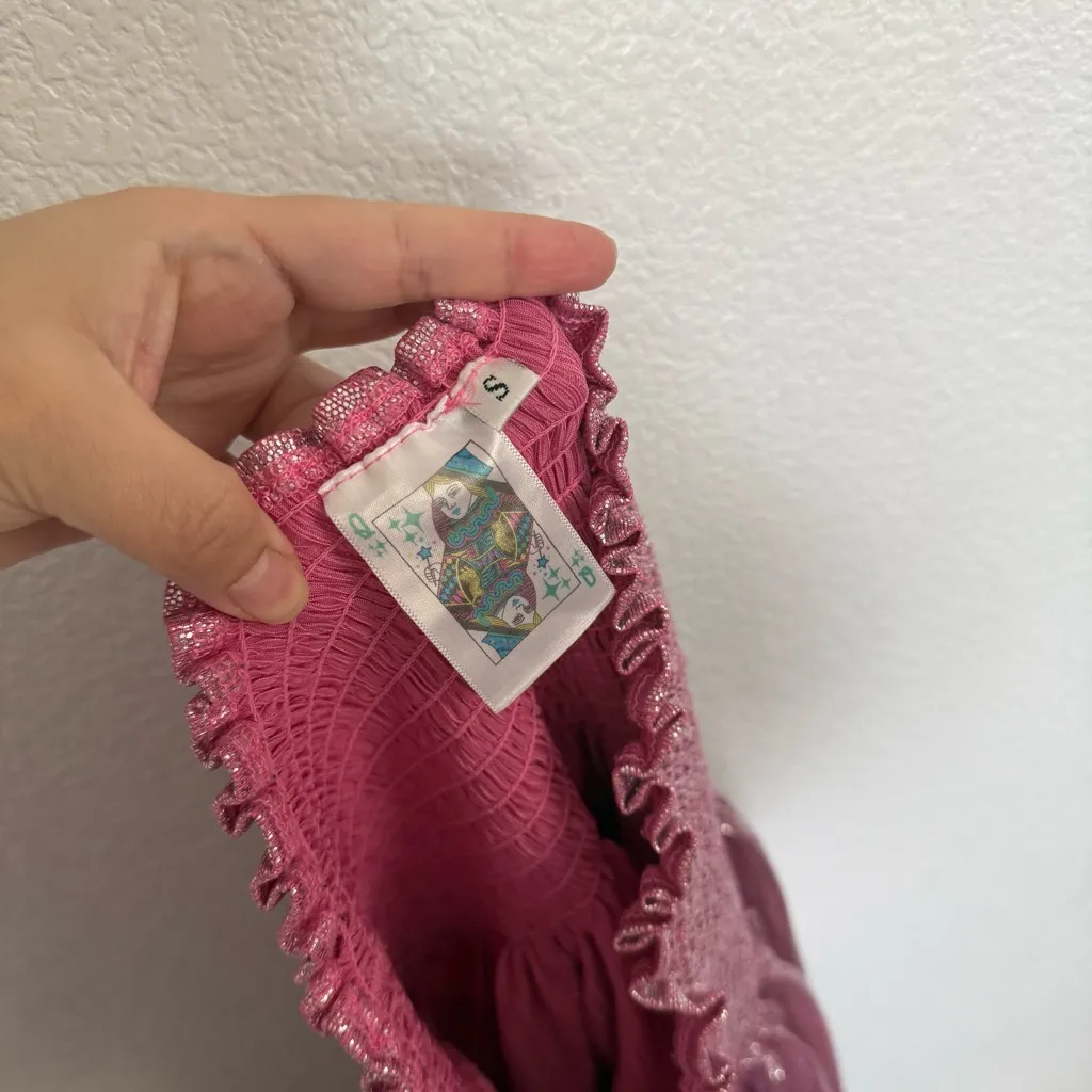 Queen of Sparkles Swing Shorts in Metallic Pink Small - Image 2