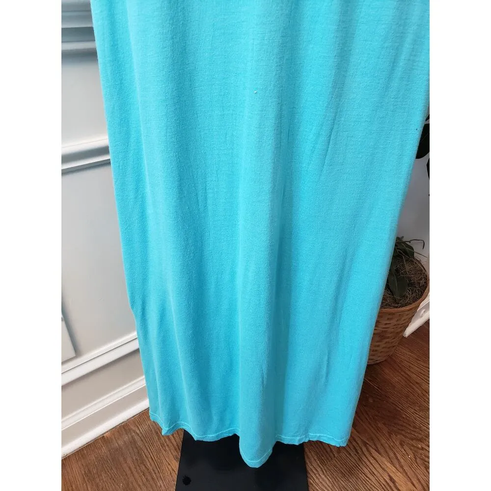 Jessica London Long Maxi Dress Women's 14 Blue Beaded Rayon Long Sleeve V Neck - Image 12