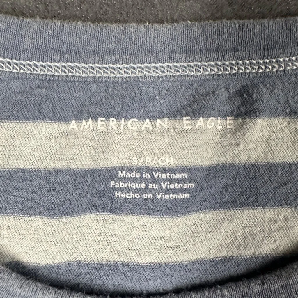American Eagle Shirt Womens Small Blue Striped Short Sleeve Pullover T-shirt Tee - Image 3