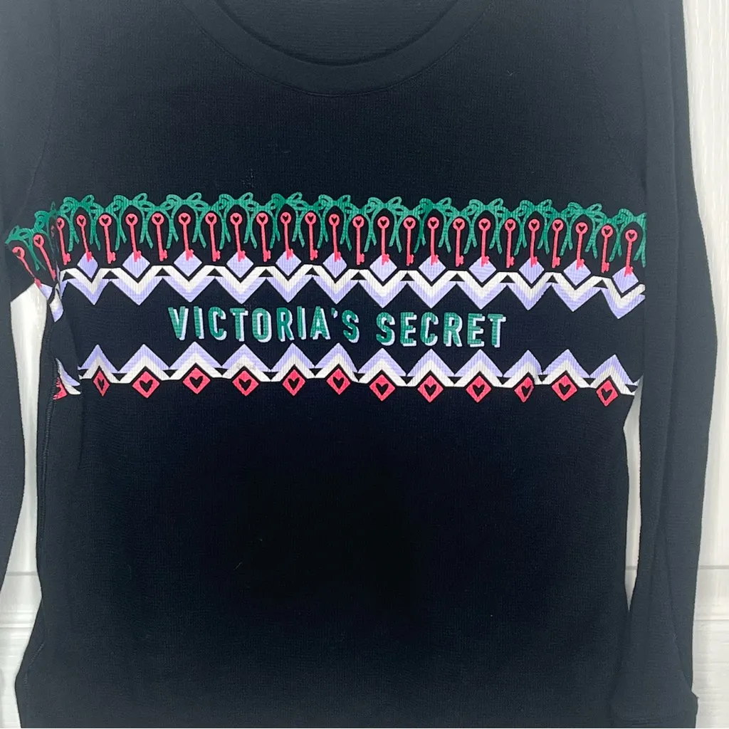 Victoria’s Secret Sz S Christmas Waffle Knit Pajama Top - Image 2