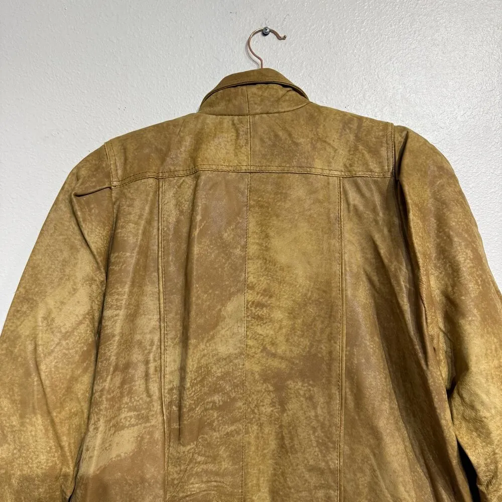 Tan Real Leather Vintage Jacket Sz M Size M - Image 8