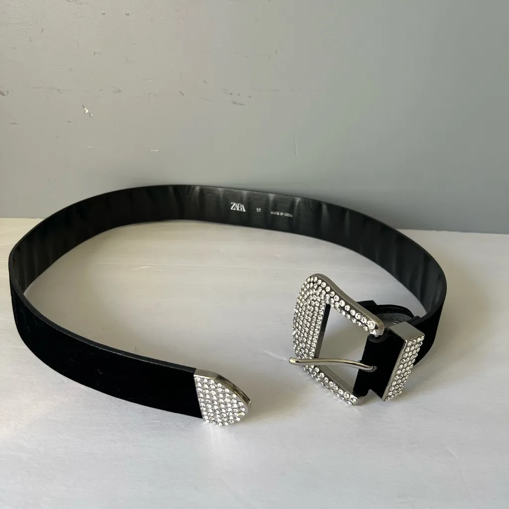 Zara Black Belt with Silver Embellishments - Image 2