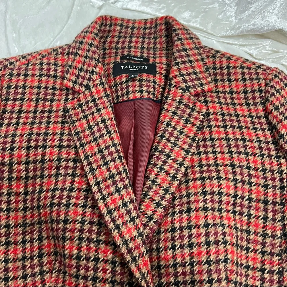 Talbots 8p Aberdeen Houndstooth Check Wool Blend Blazer Two Button Career - Image 8