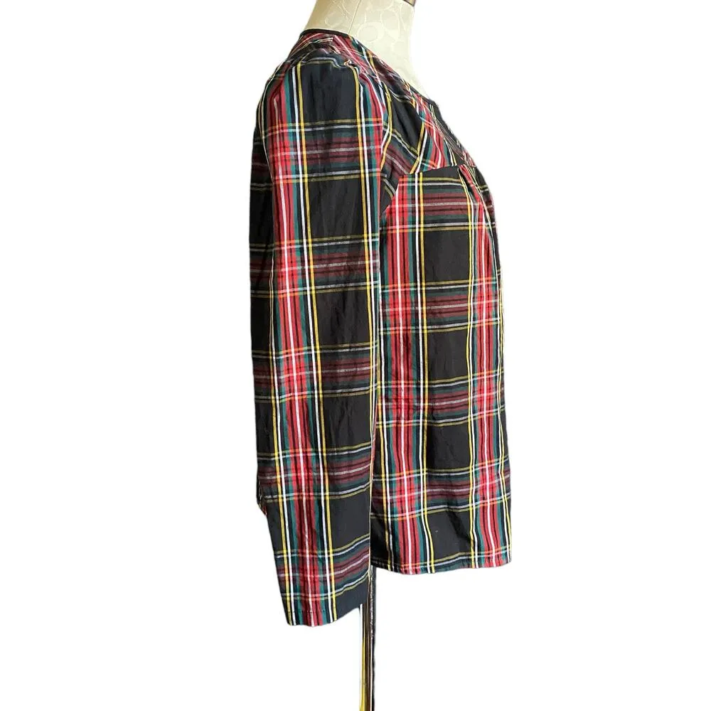 J. Crew Stewart Tartan Plaid Puff Sleeve Poplin Long Sleeve Shirt Size S - Image 3