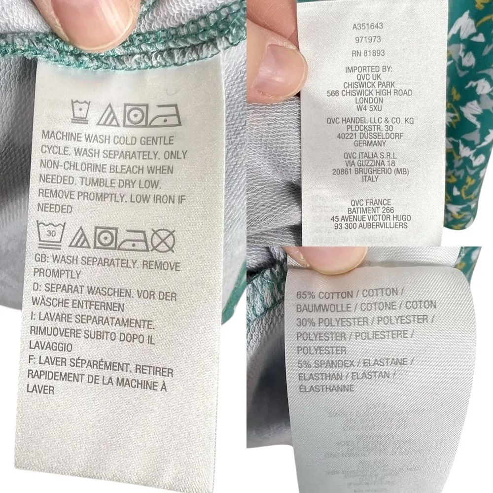 LOGO Lounge Green Abstract Print 3/4 Sleeve Swing Blouse - Image 12