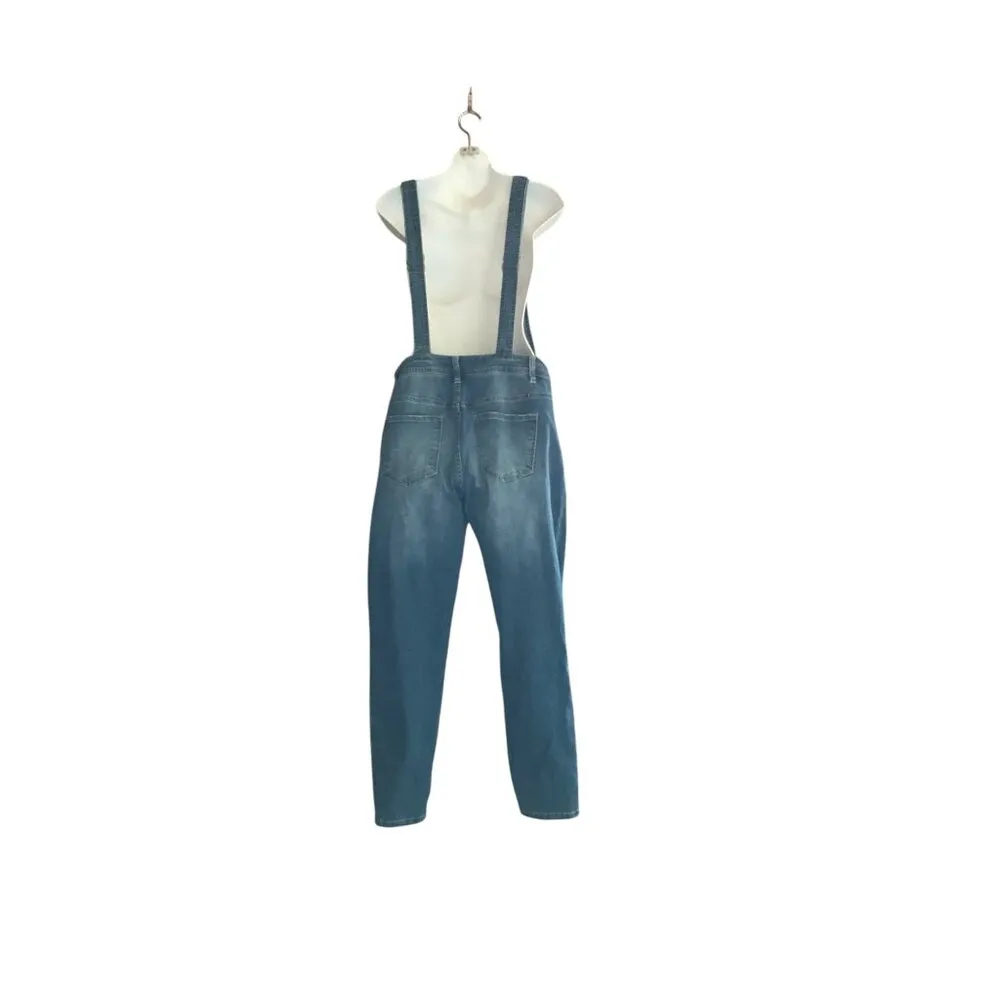 KanCan Mid Wash Distressed Denim Overalls Blue Size XL - Image 6