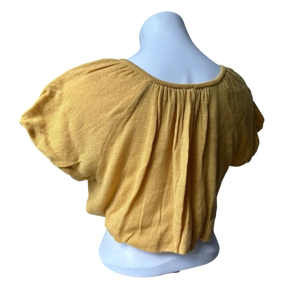 Anthropologie Moth Wool Cropped Cardigan Sweater, Sz M Yellow Size M - Image 5