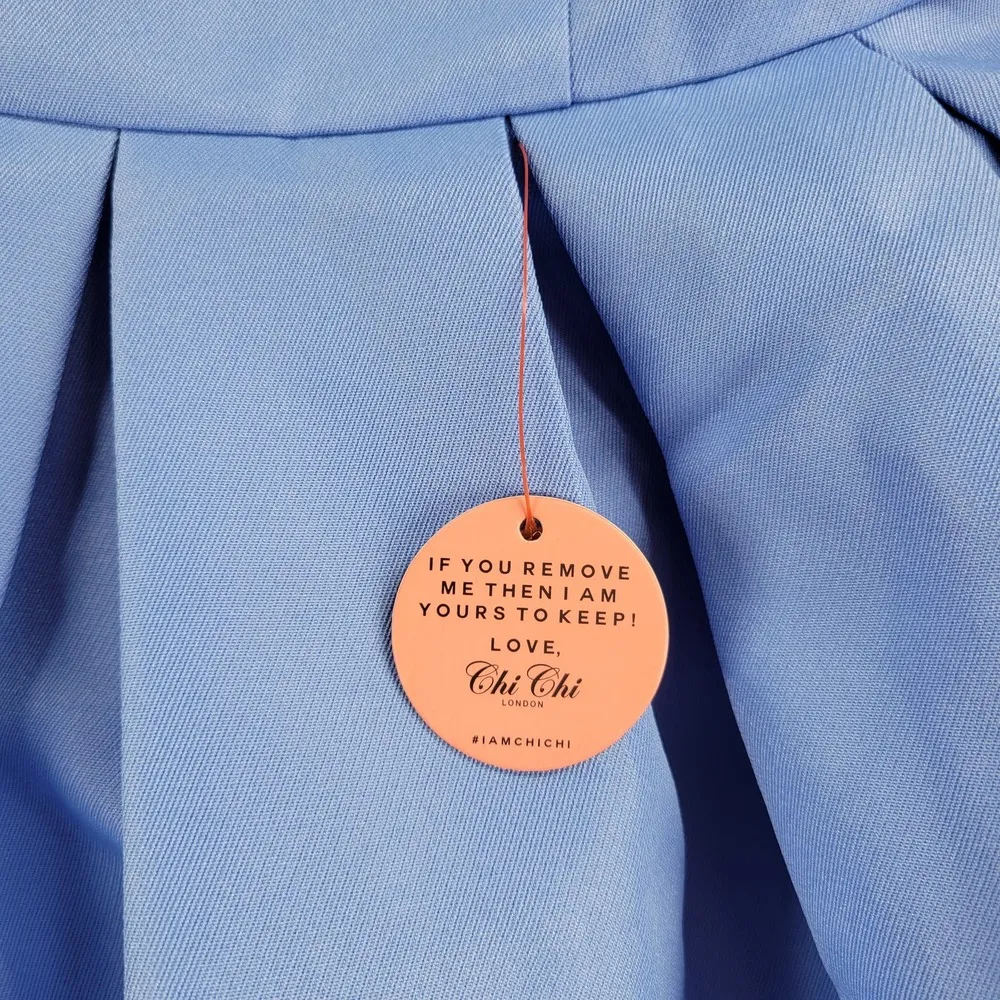 Chi Chi London Womens Marlie Dress Size 8 Blue Off-shoulder Cocktail NEW - Image 12