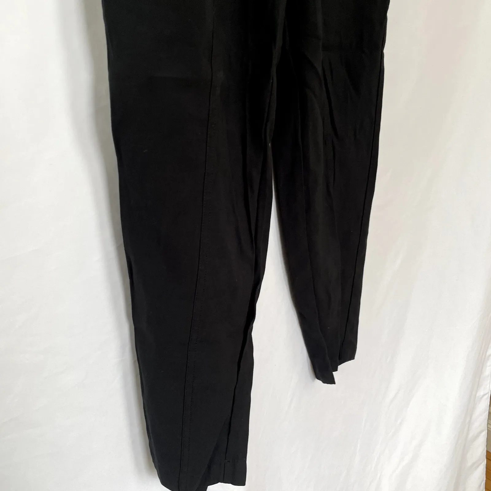 a new day black elastic waist paperbag trousers women's size S rayon pockets - Image 3