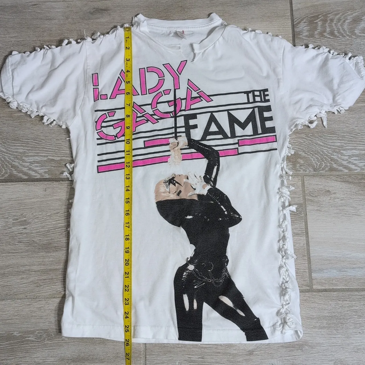 Lady Gaga The Fame Short Sleeve Tie Knot Shirt Pink Size L - Image 5