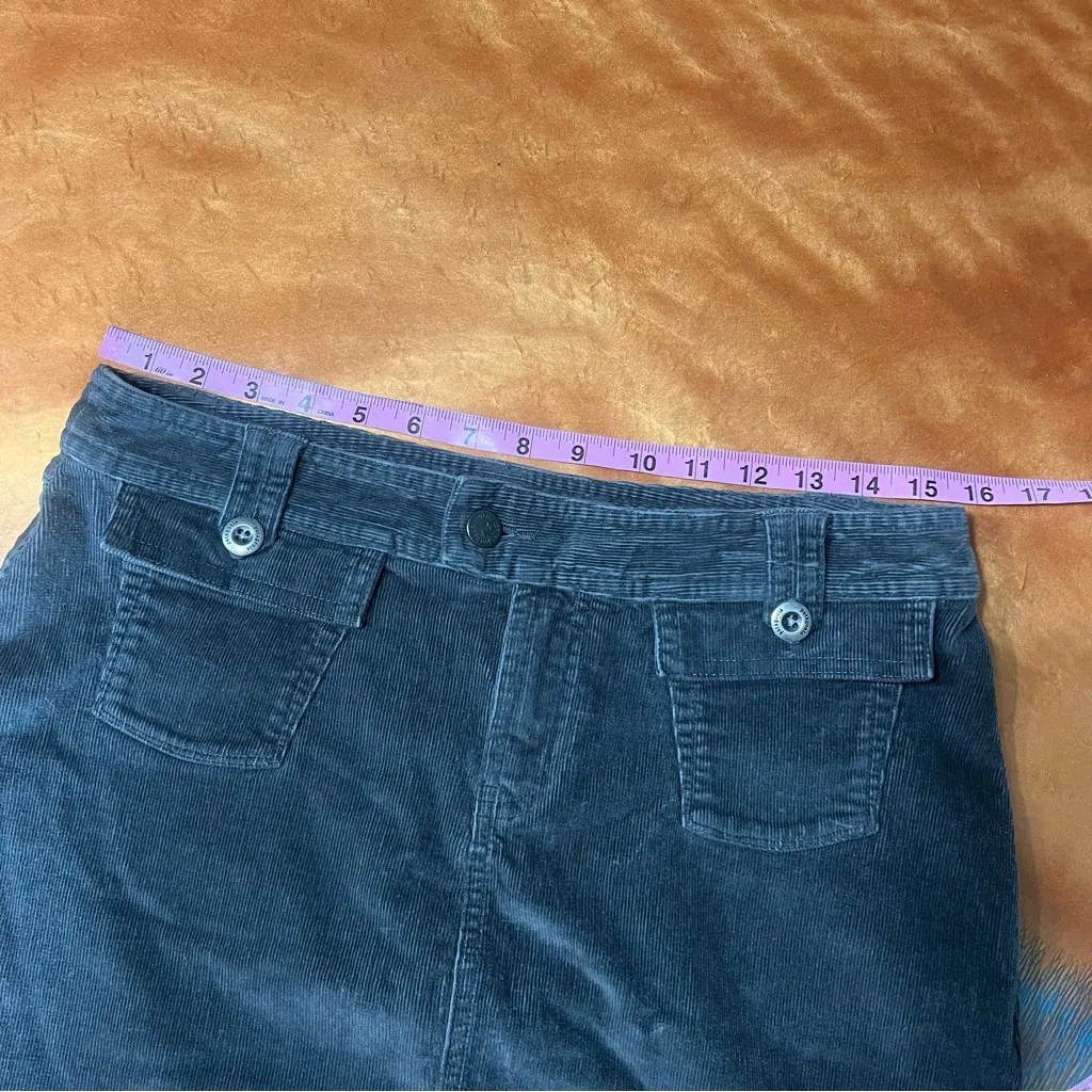 Patagonia Corduroy Organic cotton mini Skirt sz 8 forge gray belt loops pocket - Image 9