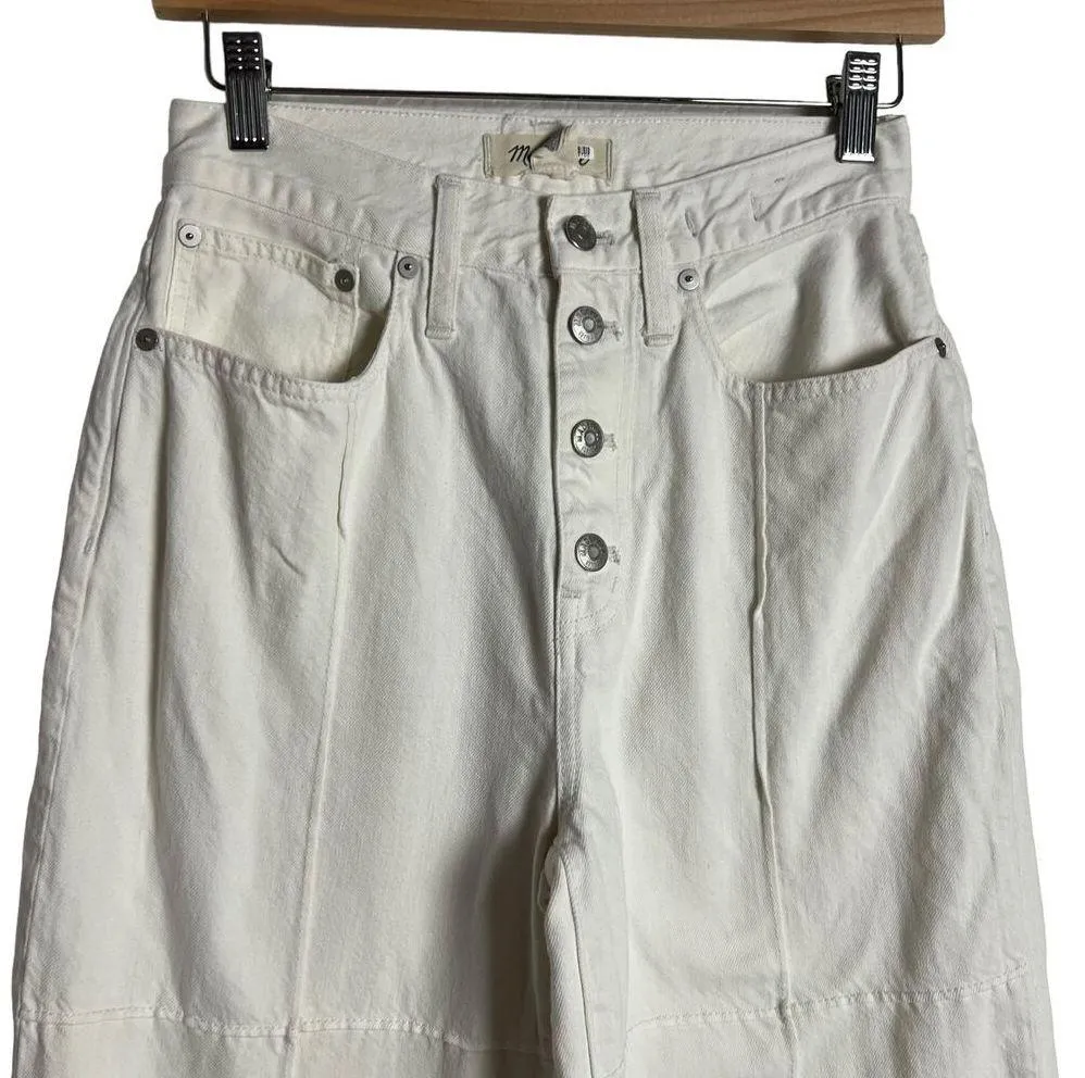 Madewell Baggy Straight High Rise Button Fly Jeans Vintage White Canvas Size 25 - Image 7