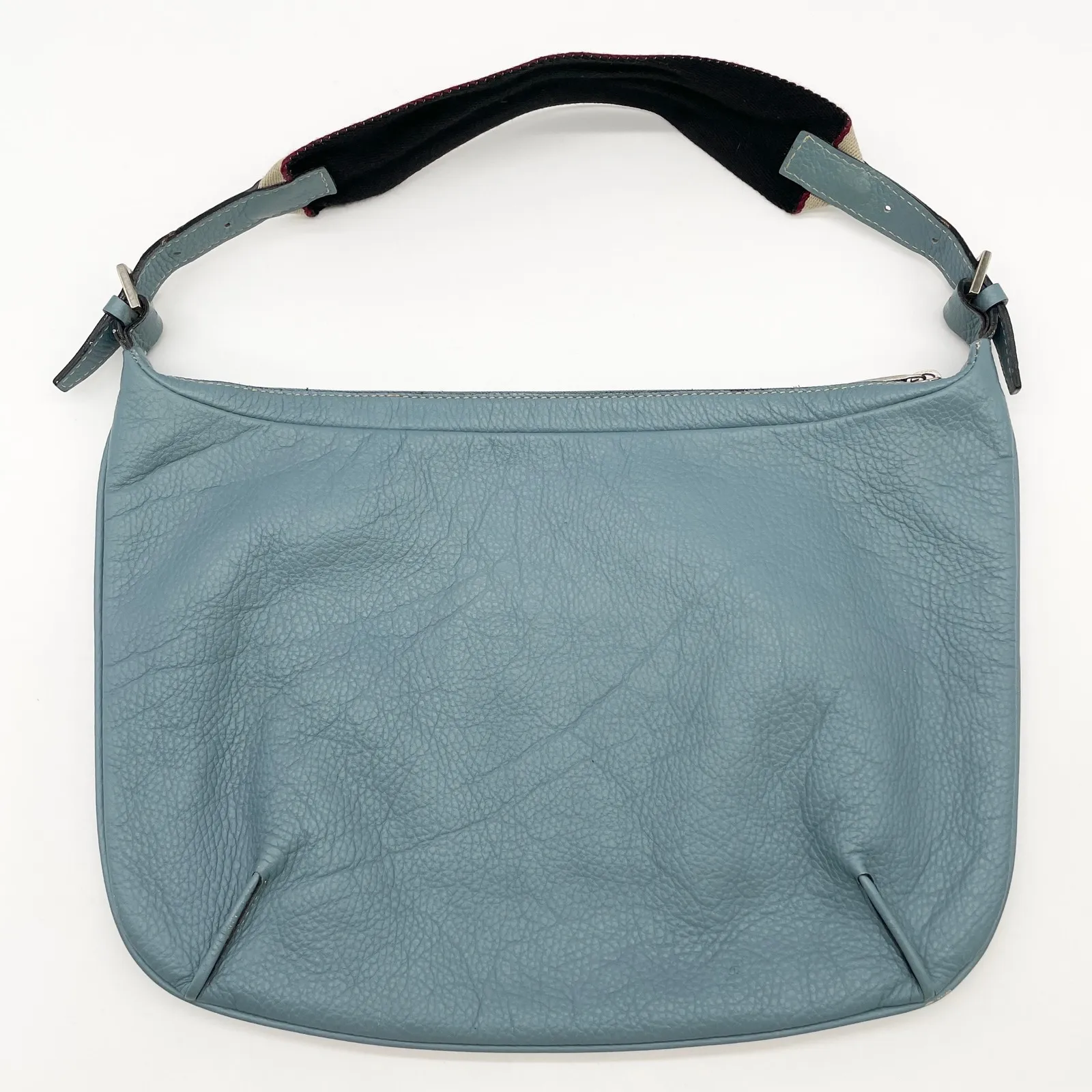 Burberry Pebbled Leather Shoulder Bag Made in Italy Blue Minimal Vintage Preppy - Image 3