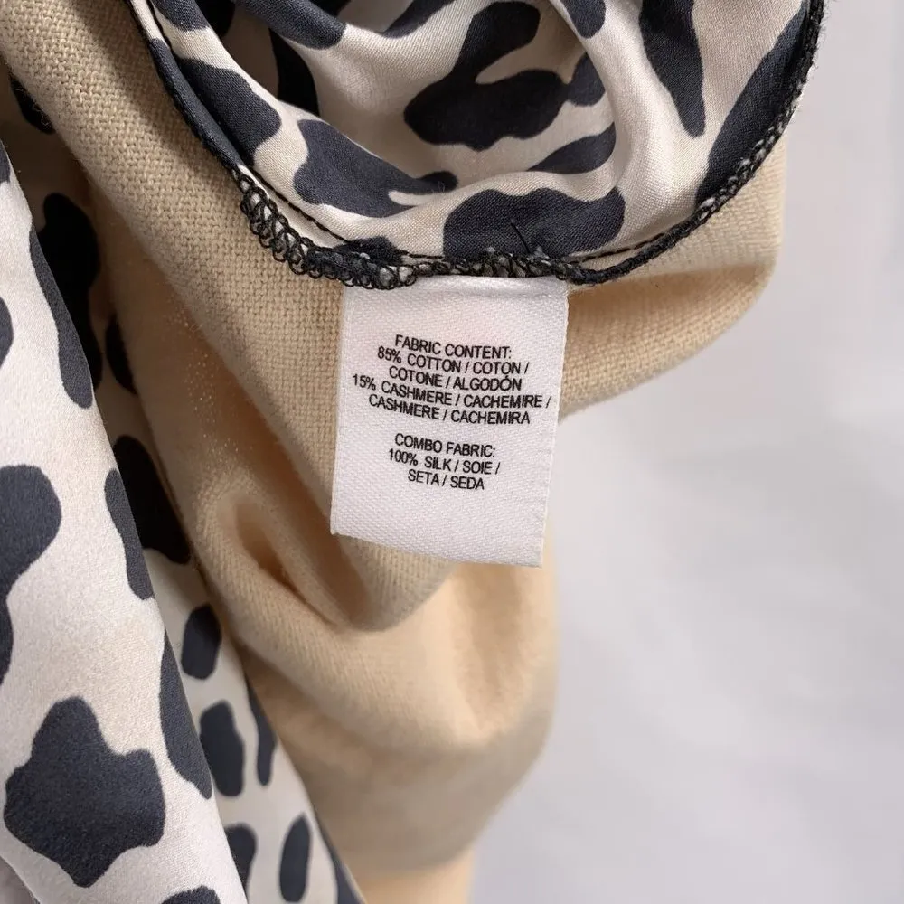 10C Derek Lam Beige Cashmere Blend Leopard Silk Back Sleeveless Sweater Size XS - Image 4