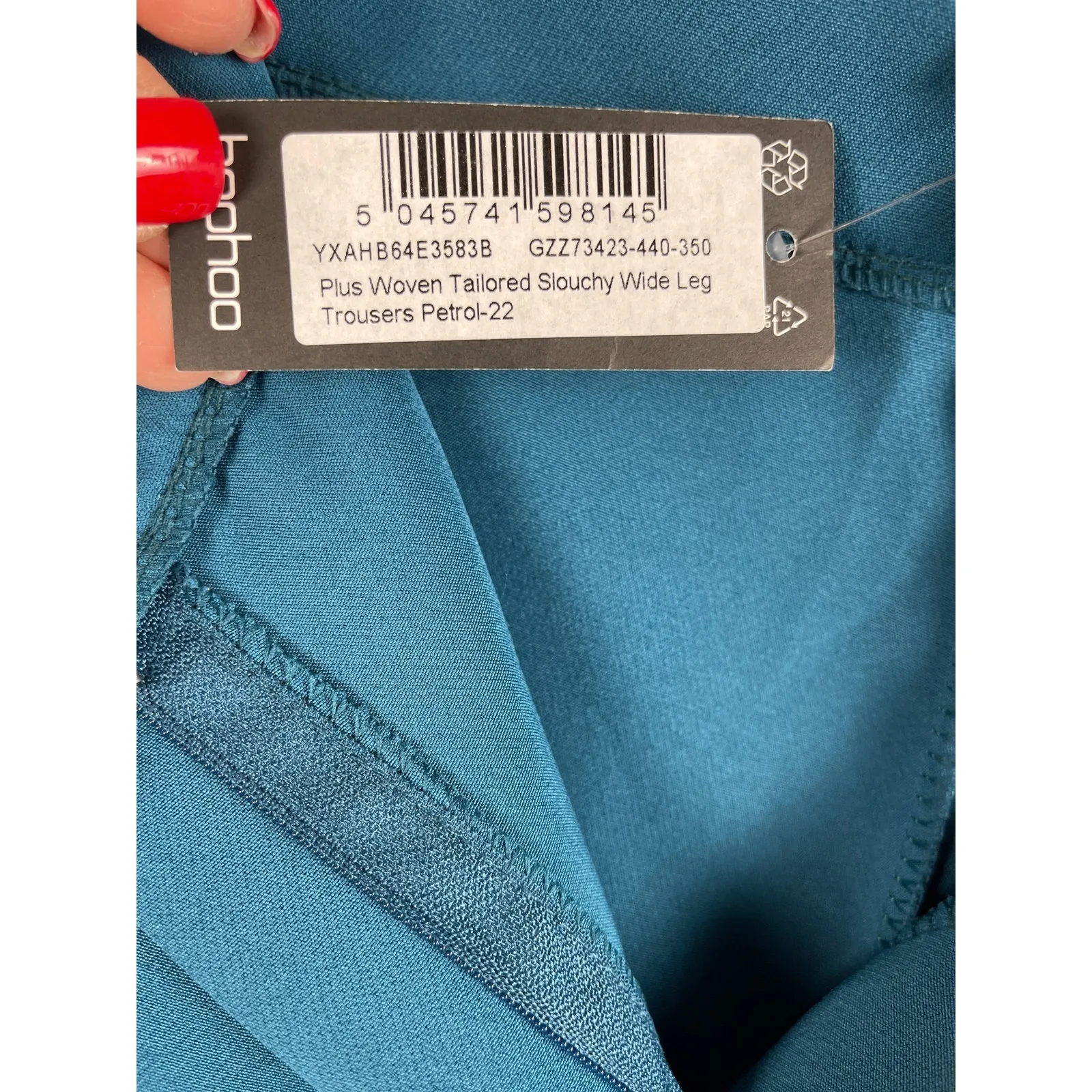 Boohoo Plus Woven Tailored Slouchy Wide Leg Trousers in Petrol‎ Blue Size 22 - Image 10