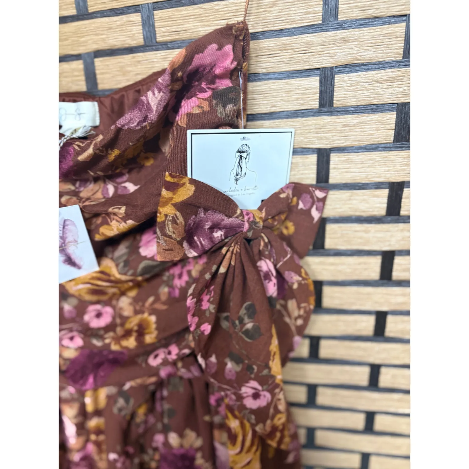 Jessica Simpson Floral Bubble Hem Strapless Dress And Hair Clip Size Medium - Image 4