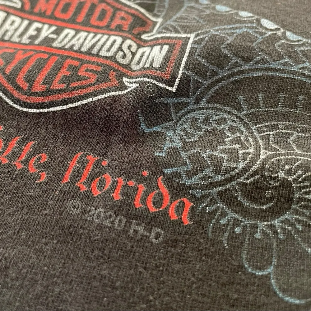 Harley Davidson Black Widow Web Skull Florida Moto Biker Grunge Outlaw Tee Shirt - Image 6