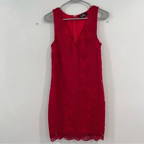 Lulus Thinking of‎ You Red Lace Sleeveless Sheath Dress SMALL - Image 5