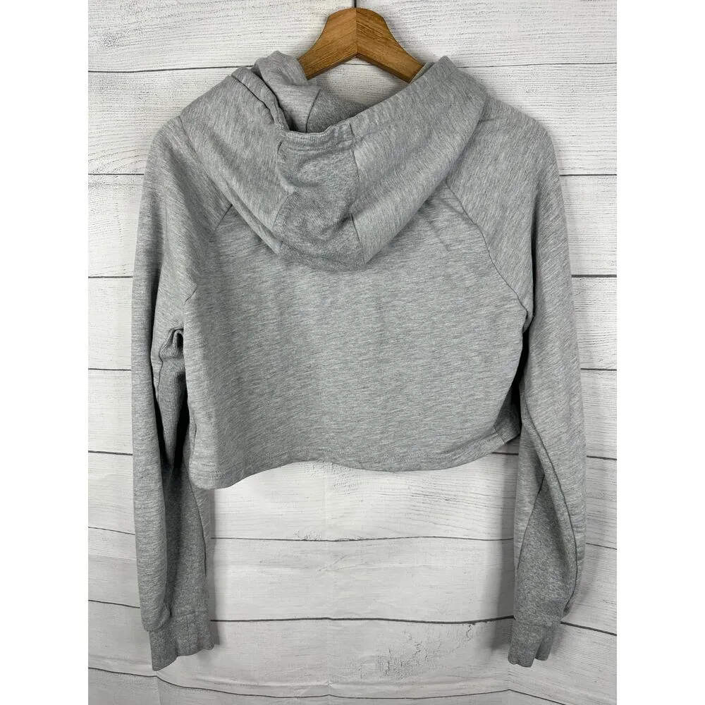Gymshark Womens size Medium Fleece Training Cropped Hoodie Gray - Image 7