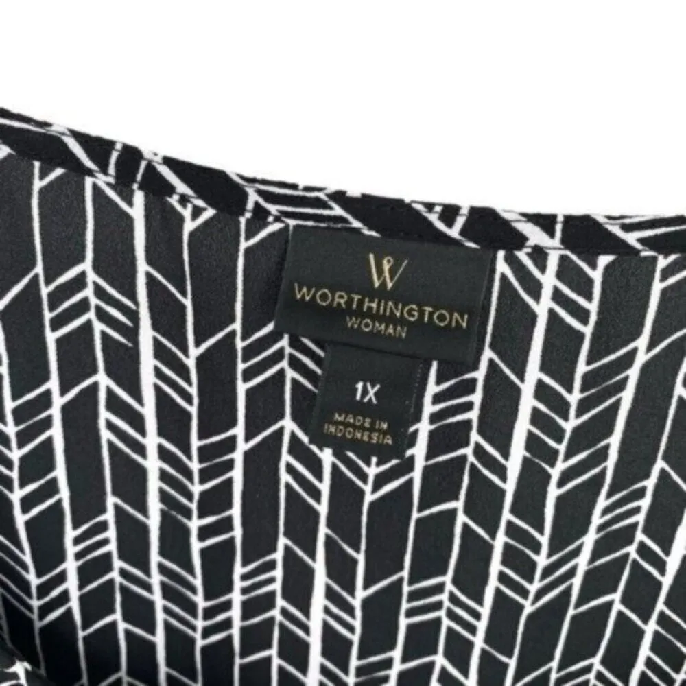 Worthington Sleeveless Chevron Wrap Blouse - Image 4