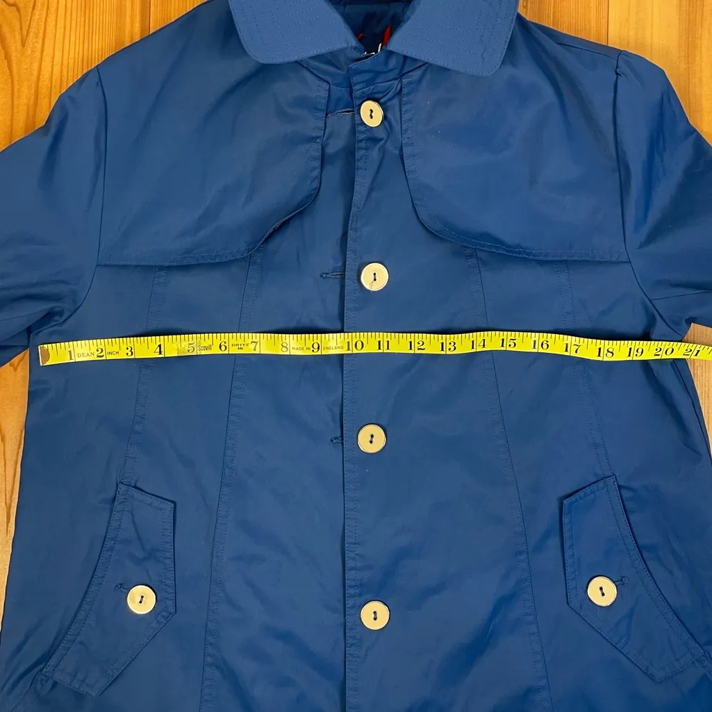 Neyelle Royal Blue Solid Vintage Retro Jacket Raincoat Lightweight Collar Medium - Image 5