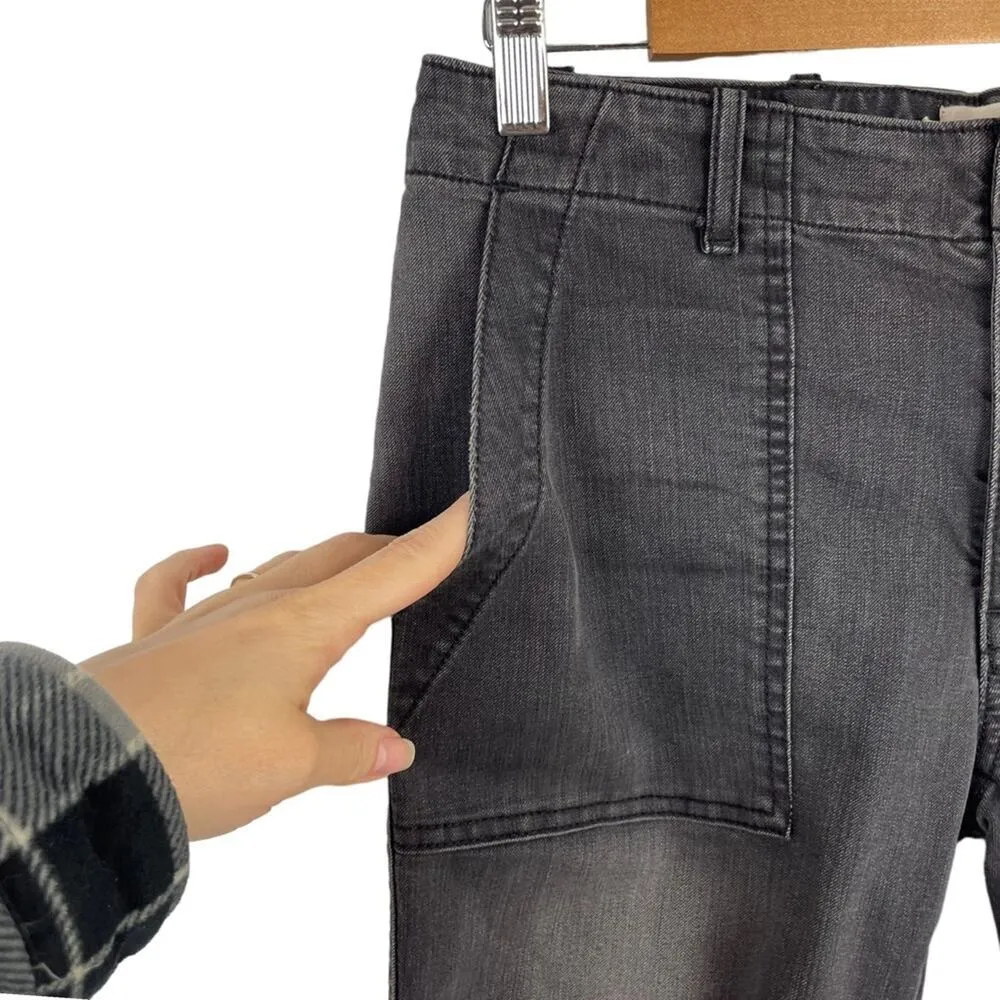 Nili Lotan Cropped French Military Pants Jeans Carbon Grey Cotton Utility SZ 27 Gray - Image 5