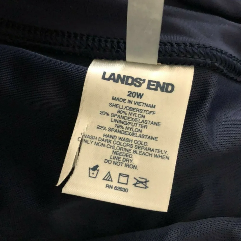 Lands End Swim Skort Built in Brief Stretch Elastic Waist A Line Navy Blue 20W - Image 3