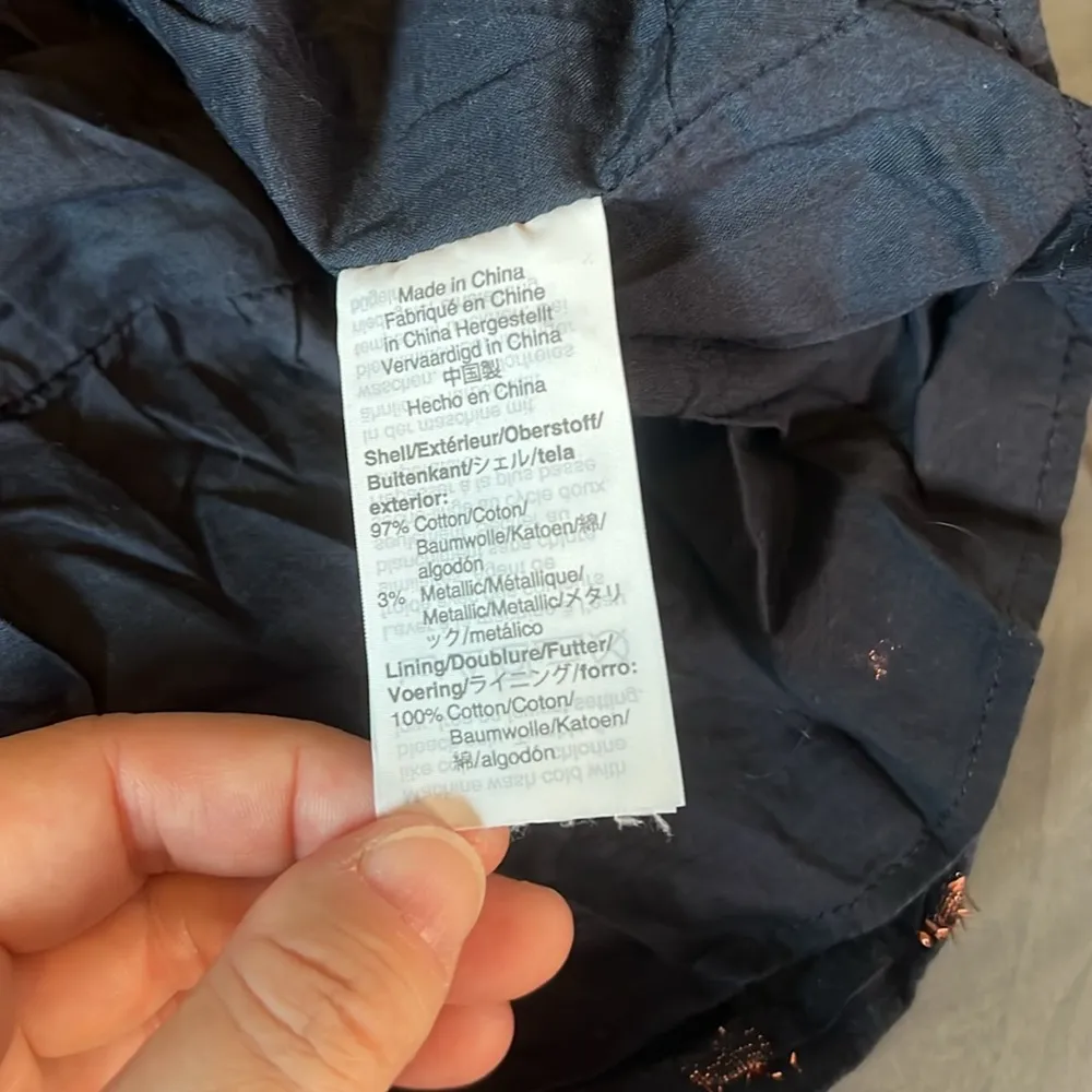 JCrew Factory Metallic Peplum Blouse Size Medium Blue - Image 9