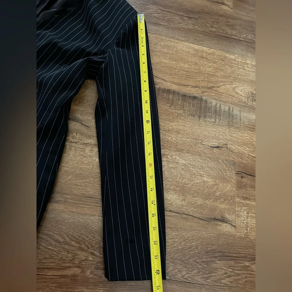 ZARA Pinstripe Blazer Black Double Breasted Gold Buttons Tailored Old Money - Image 11