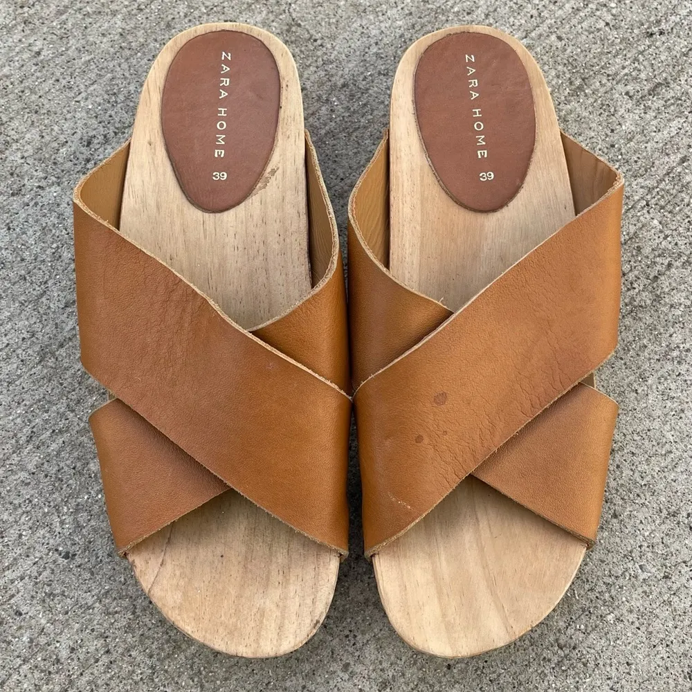 Zara Home Wooden Leather Sandals size 39 - Image 8