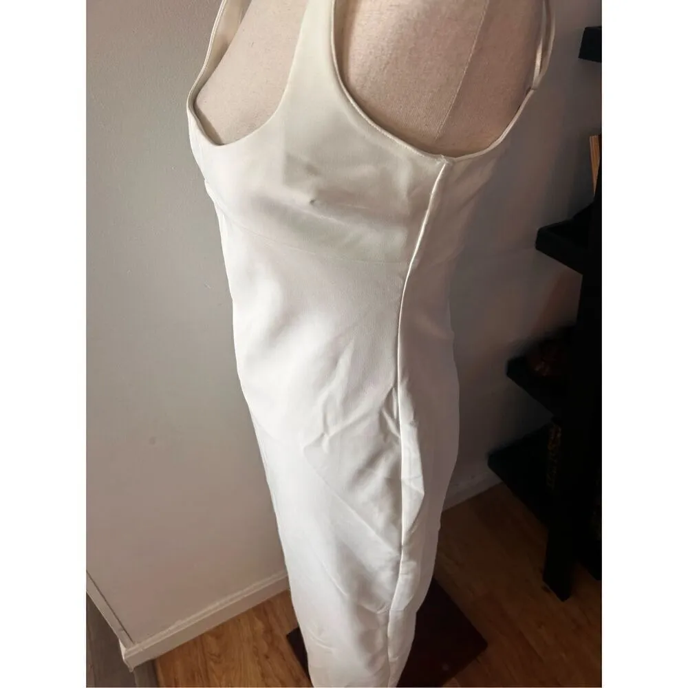 Zara sexy white long dress size medium stretch with cutout on the back - Image 2