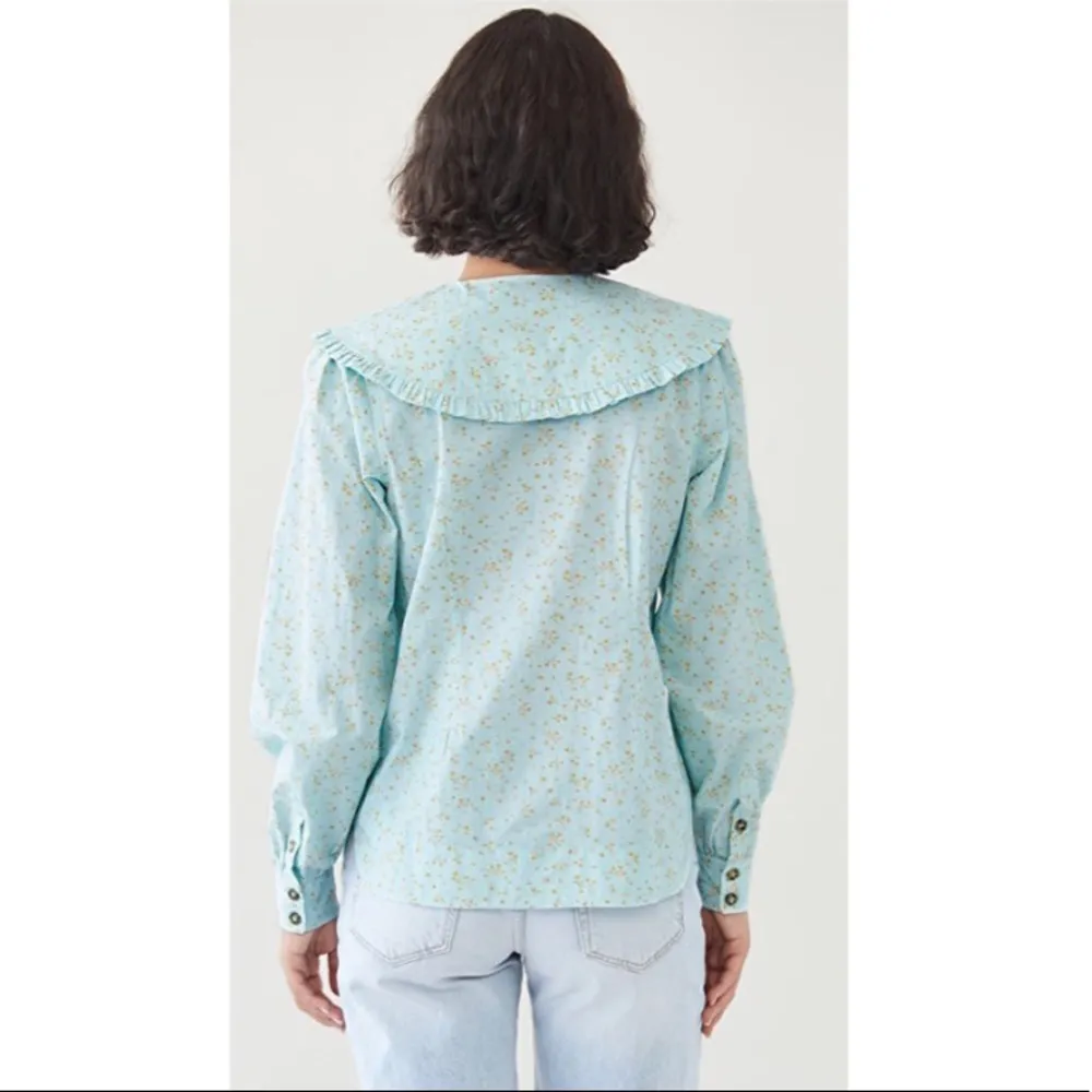 Ganni Cotton Poplin Corydalis Blue Shirt Size EU 34 New with Tag - Image 4