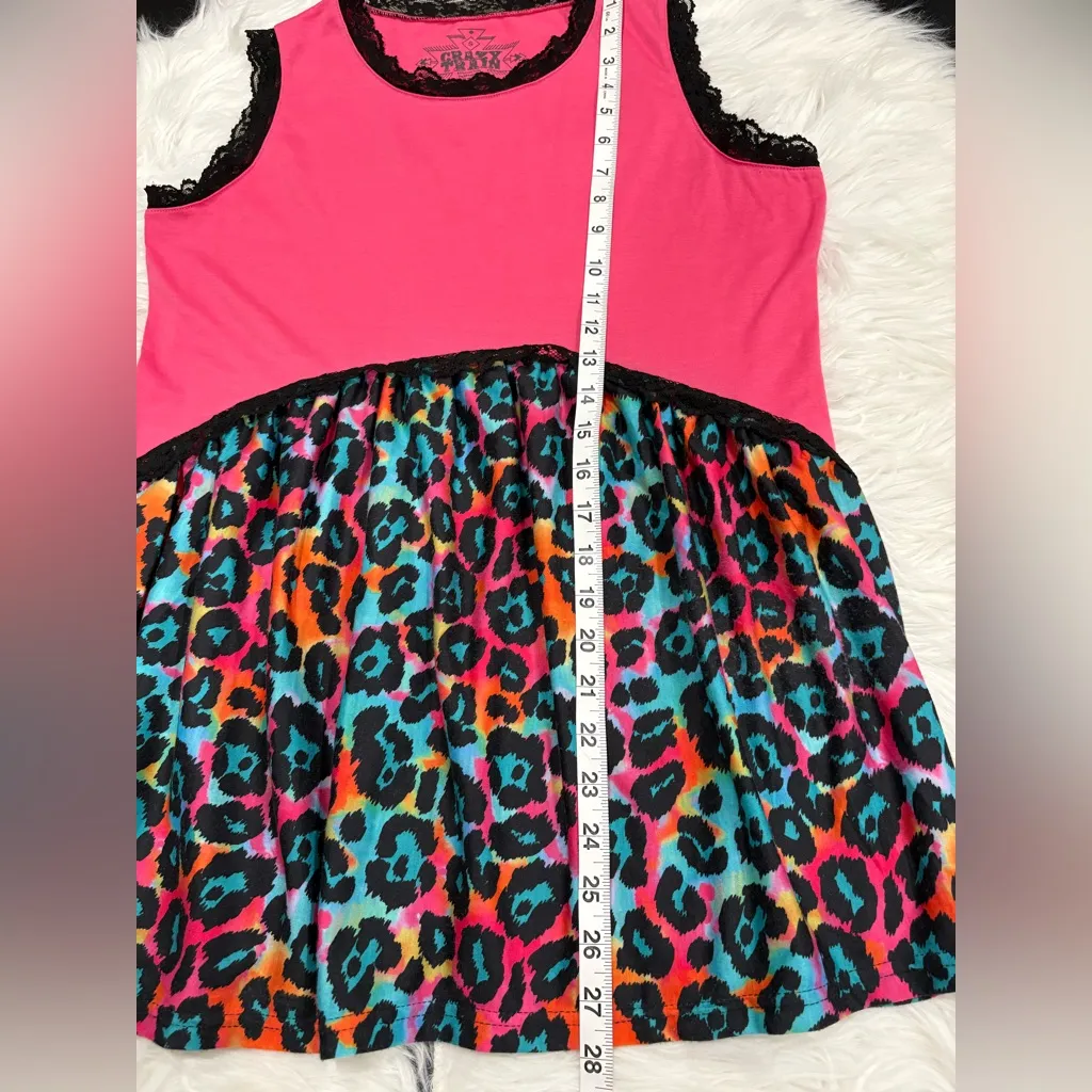 Crazy Train Pink and Multicolor Blouse with Lace Trim Size S - Image 4